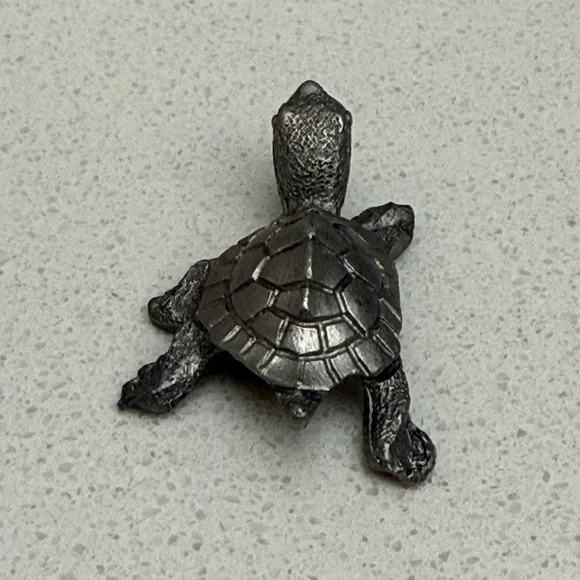 Vintage Spoontiques Tiny Pewter Turtle Figurine Miniature - Picture 3 of 9